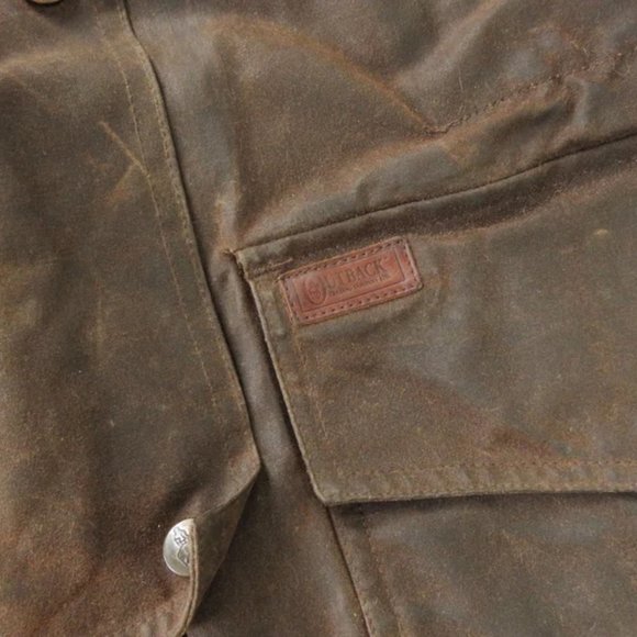 XL 90s Waxed Canvas Ranch Coat / Outback Trading Co, Brown Oilskin Oiled Wax - Picture 6 of 10